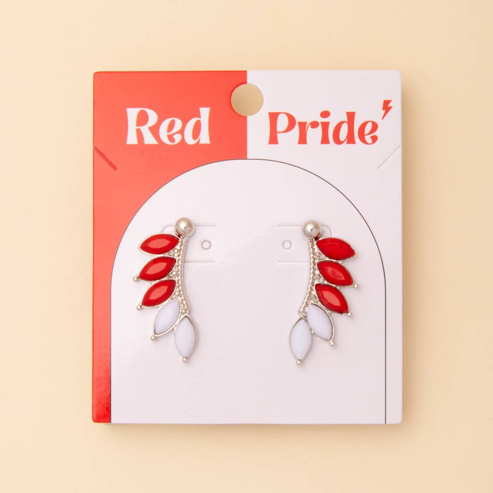 Game Day Crystal Embellished Feather Post Dangle Earrings