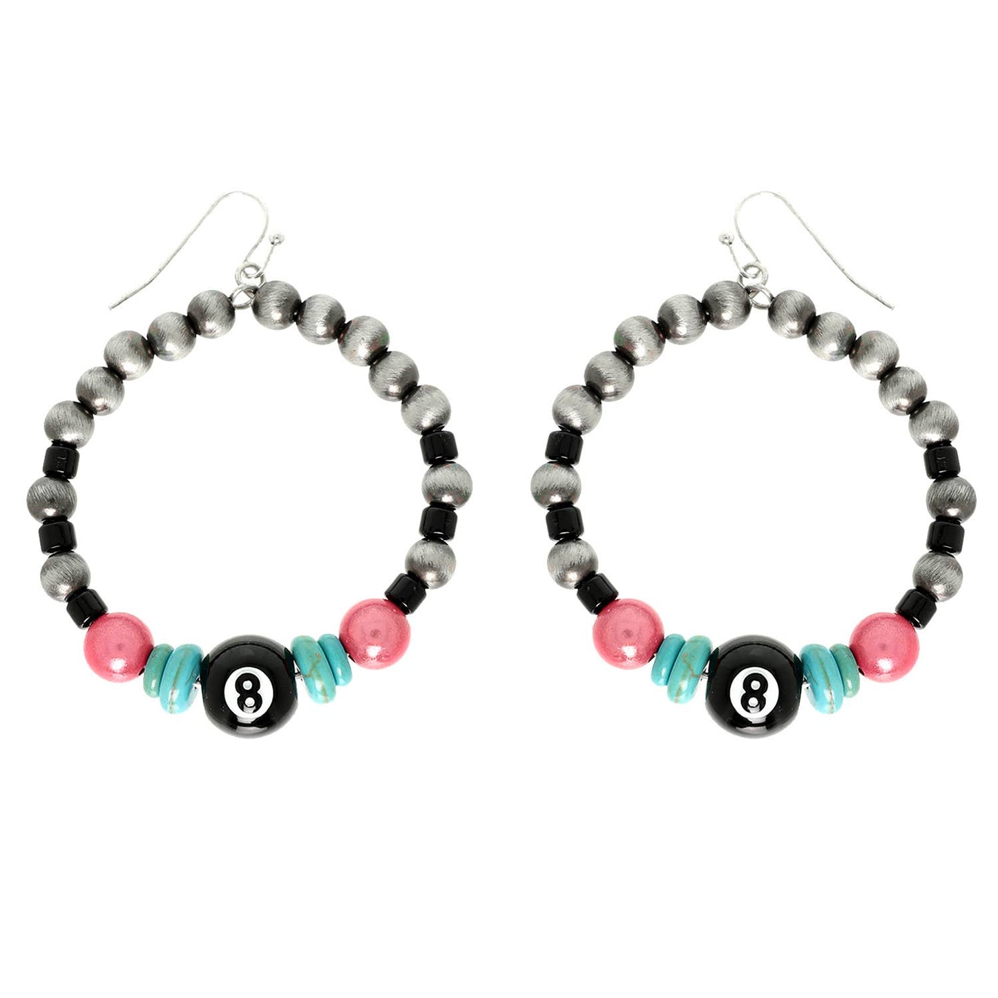 Western Pearl Bead Turquoise Hoop Earrings