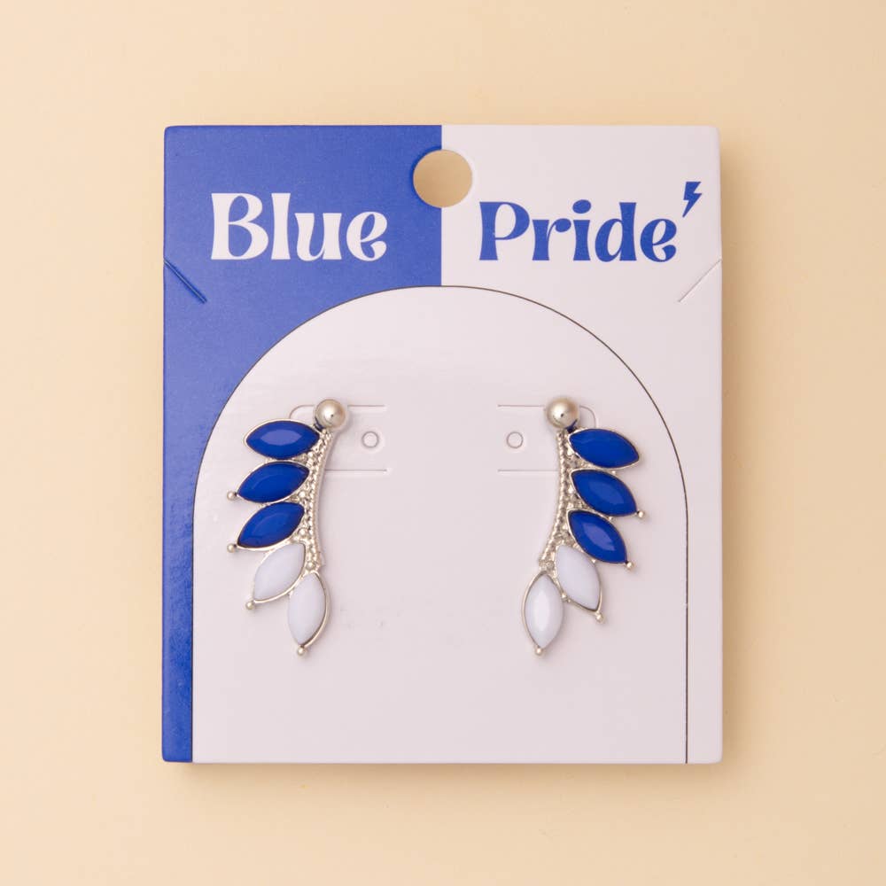 Game Day Crystal Embellished Feather Post Dangle Earrings