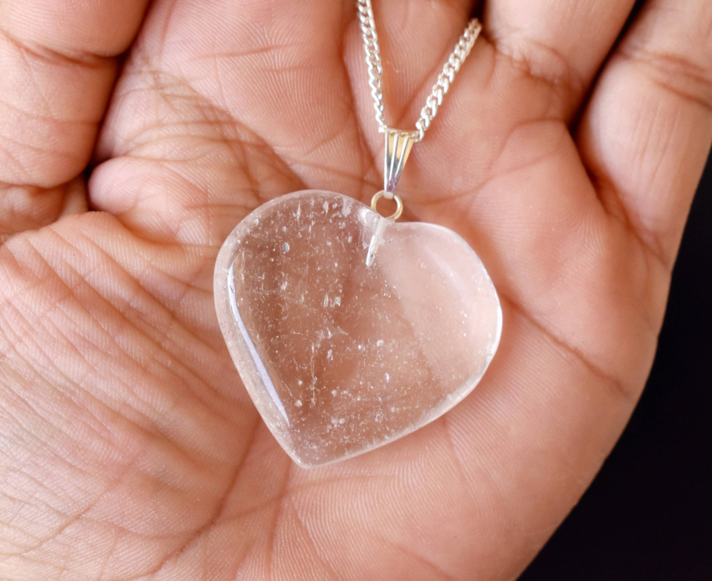 Crystal Heart Pendant| Crystal Quartz| Healing Stone Jewelry