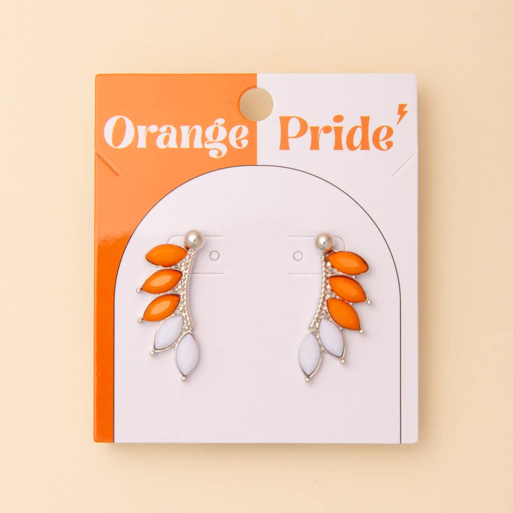 Game Day Crystal Embellished Feather Post Dangle Earrings