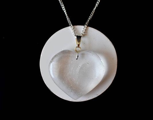Crystal Heart Pendant| Crystal Quartz| Healing Stone Jewelry
