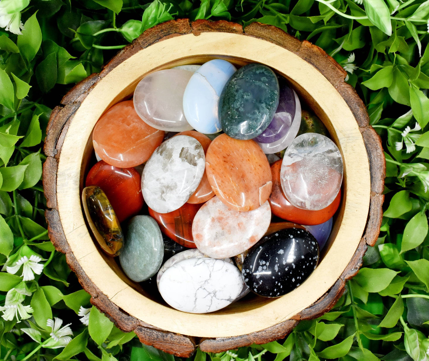 25pcs Gemstone Worry Stones, Palm Stone, Thumb Stone