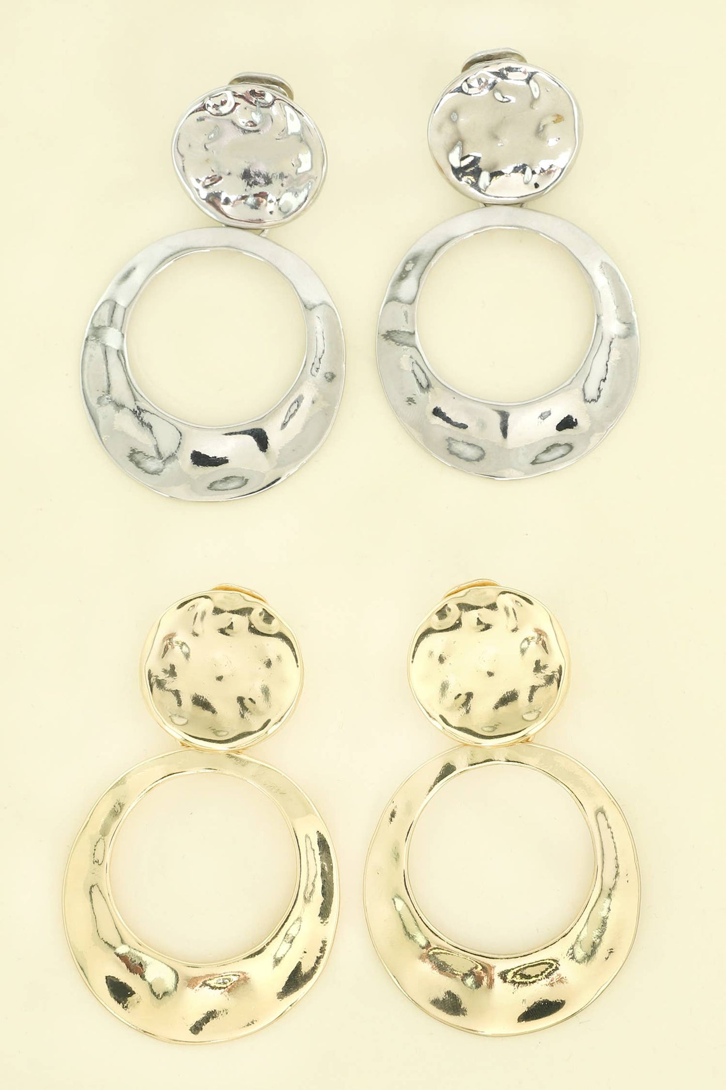 Boho Irregular Metal Open Circle Clip-On Earrings