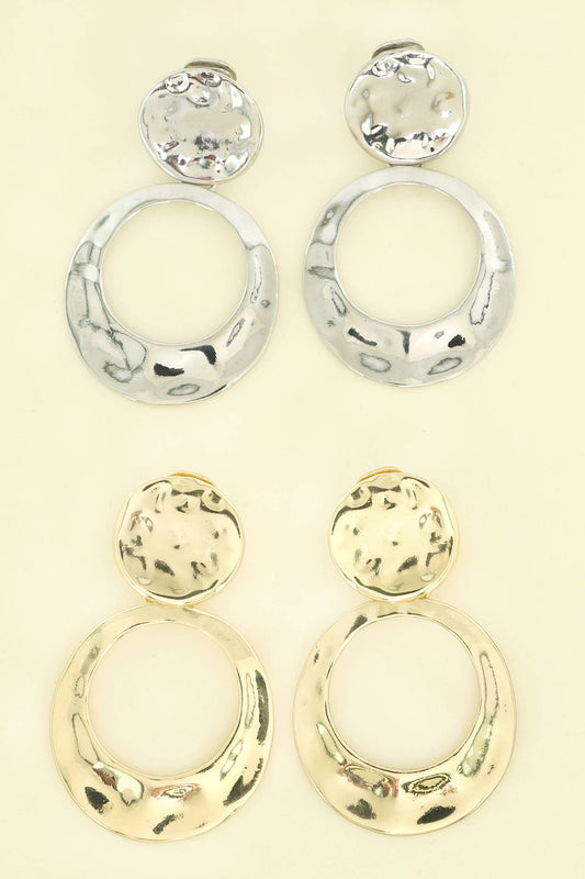 Boho Irregular Metal Open Circle Clip-On Earrings
