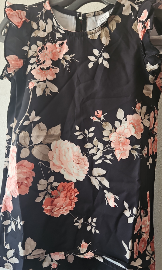 Girls Black Floral Dress