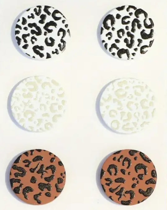 3 Piece Leopard Stud Earrings