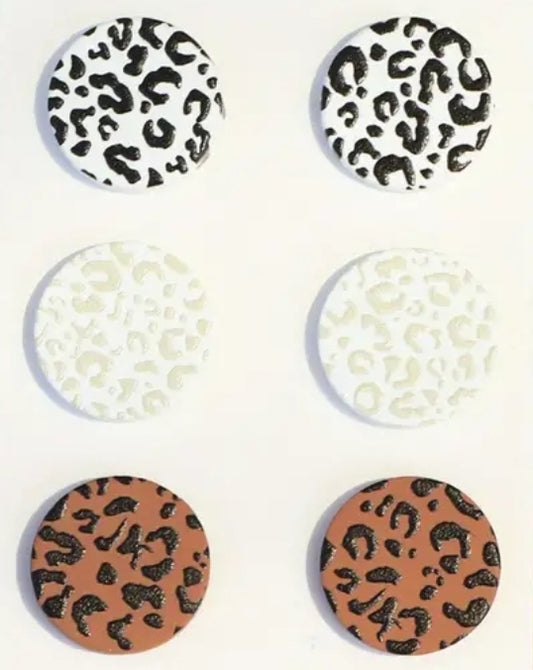 3 Piece Leopard Stud Earrings