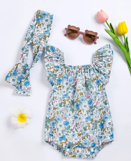 Blue Floral Romper