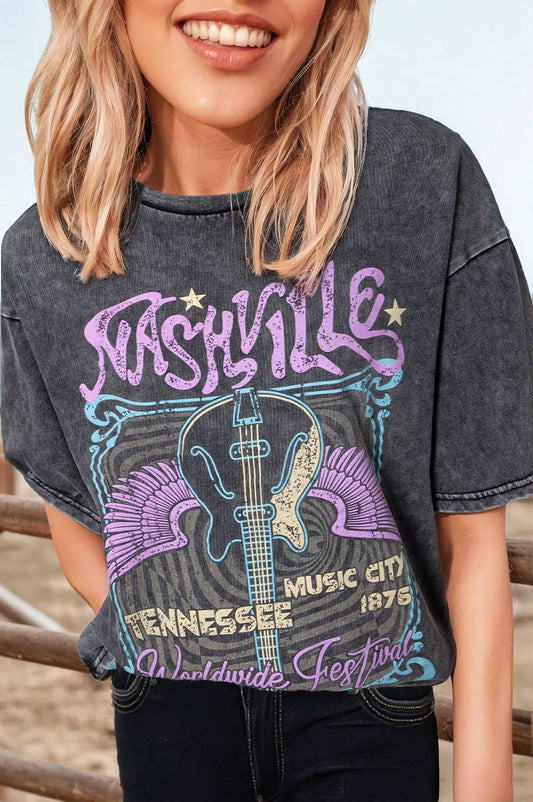 Western Vintage Nashville Tennessee Mineral Washed Tee