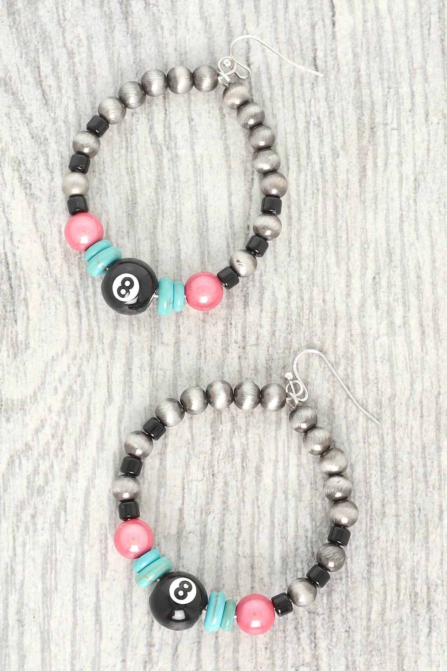 Western Pearl Bead Turquoise Hoop Earrings