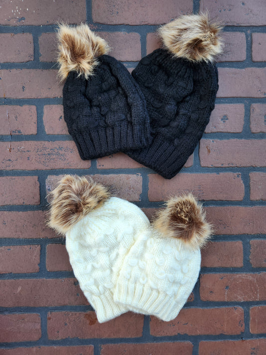 Mommy & Me Pom Beanie Set