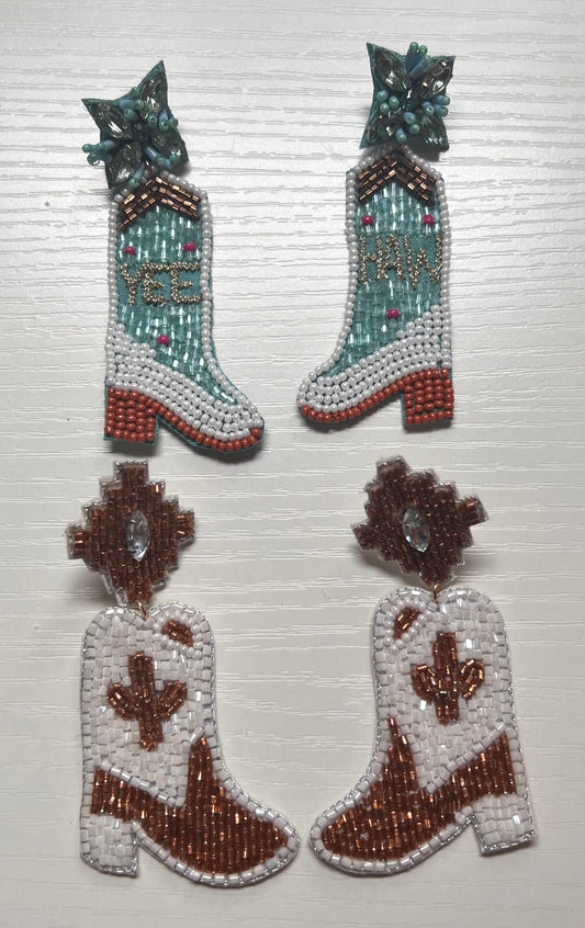 Beaded boot earrings